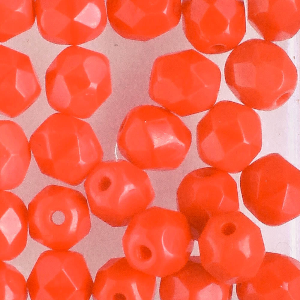 6mm Round Fire Polish Opaque Red