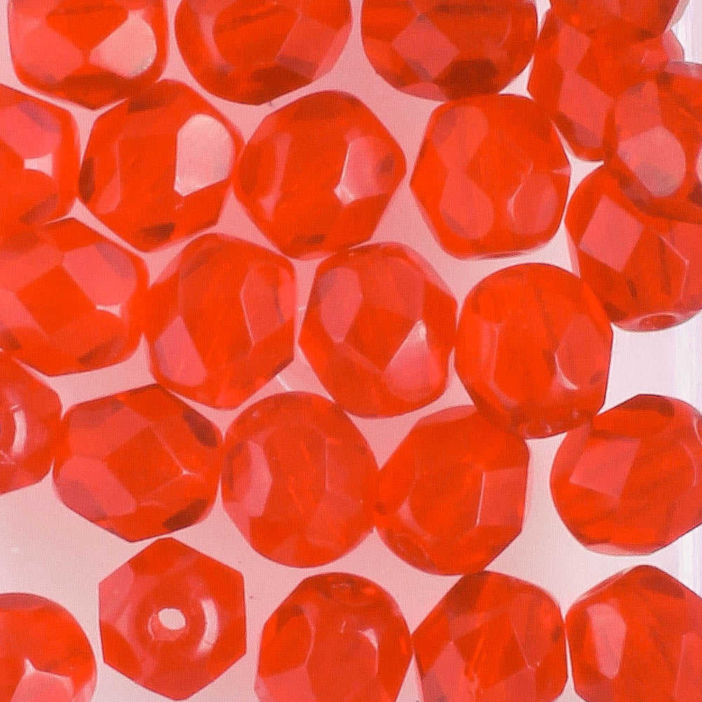 6mm Round Fire Polish Light Red
