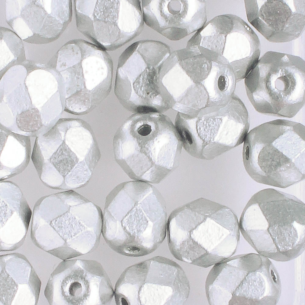 6mm Round Fire Polish Matte Silver