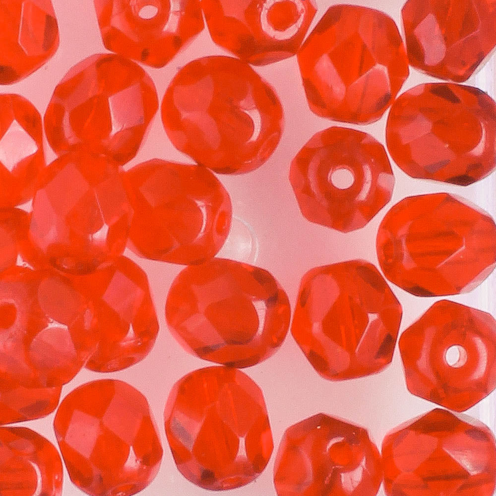 6mm Round Fire Polish Ruby Red