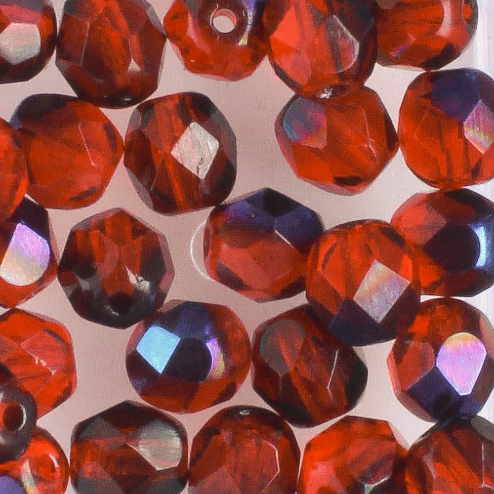 6mm Round Fire Polish Red/Blue
