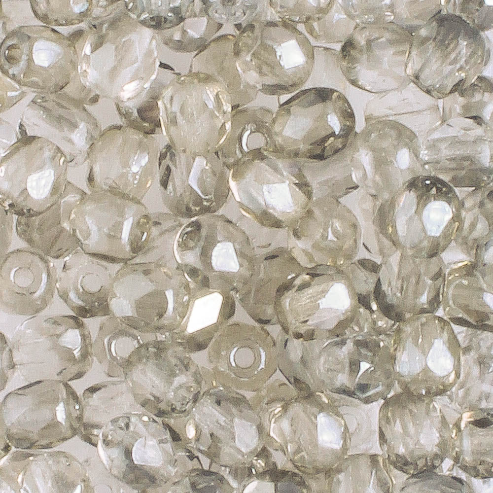 4mm Round Fire Polish Antique Silver/Crystal