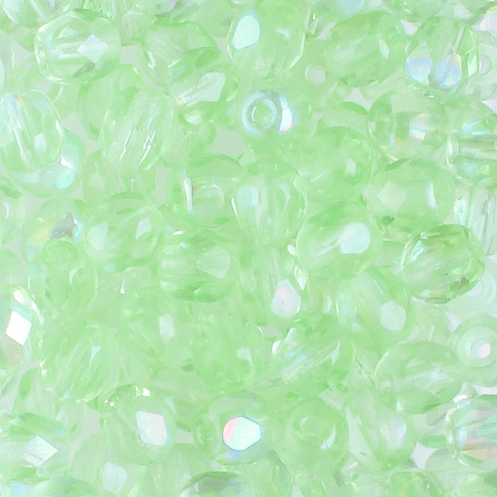 4mm Round Fire Polish Light Green AB
