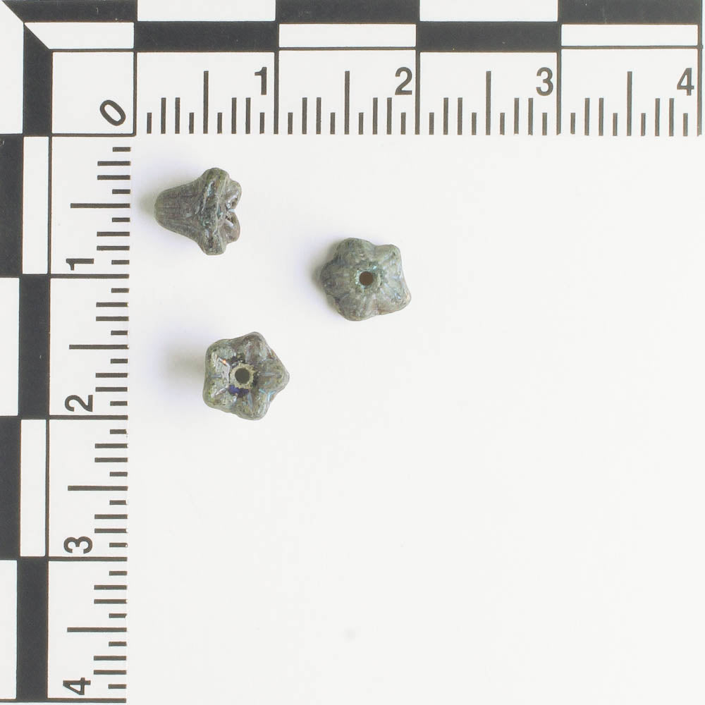 5x6mm Bell Flower - Black Picasso with Turquoise
