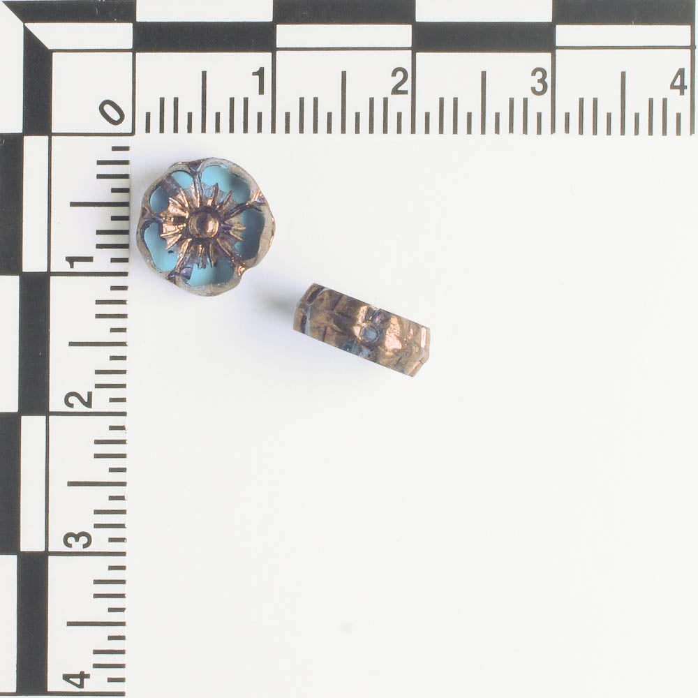 9mm Hibiscus Flower - Pale Blue with Copper