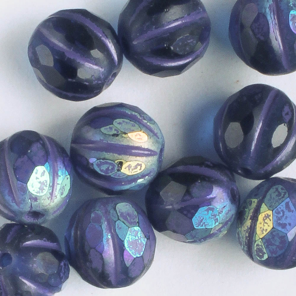 8mm Faceted Melon - Sapphire AB with Purple