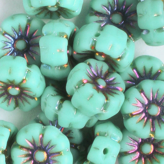 9mm Hibiscus Flower - Tea Green with AB