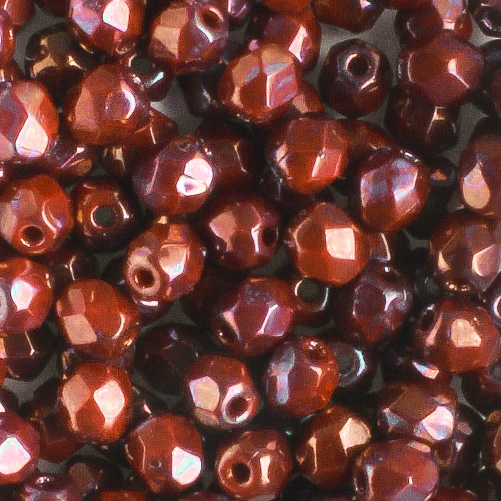 4mm Round Fire Polish Burnt Umber Luster