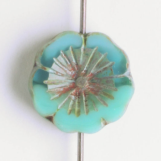 14mm Hibiscus Flower - Sea Green Picasso