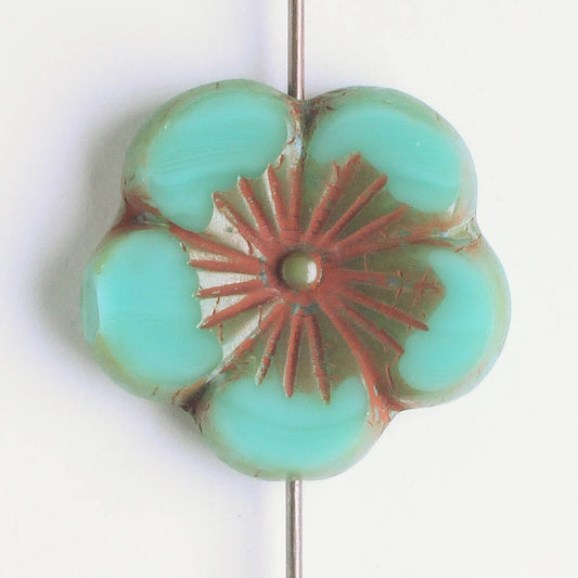 21mm Hibiscus Flower - Sea Green Picasso