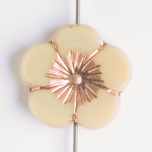 21mm Hibiscus Flower - Beige and Copper