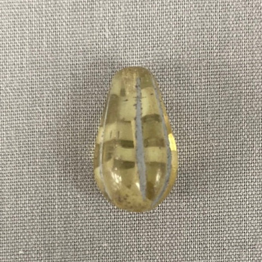 Czech Glass Melon Drop Bead - Yellow and White - each