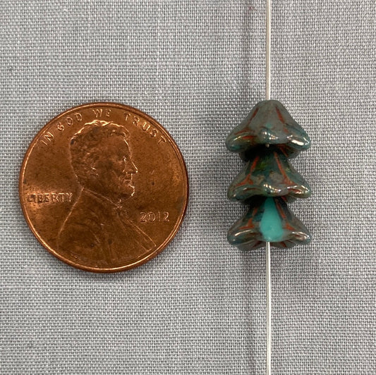 5x8mm Bell Flower - Sea Green with Bronze