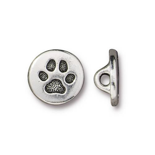 Paw Print Button, Silver