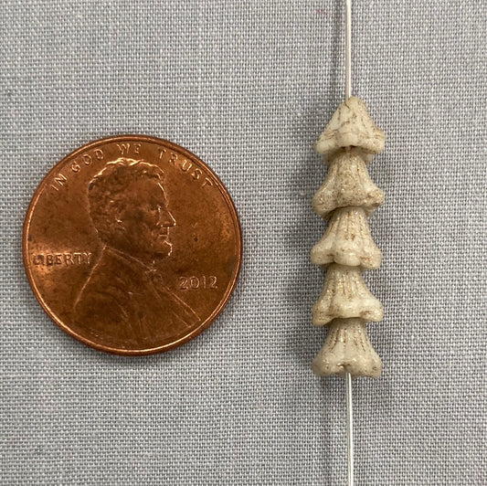 5x6mm Bell Flower - Ivory and Gold with Etched Finish