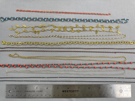 Assorted Chain - at least 12" long - 10 pieces