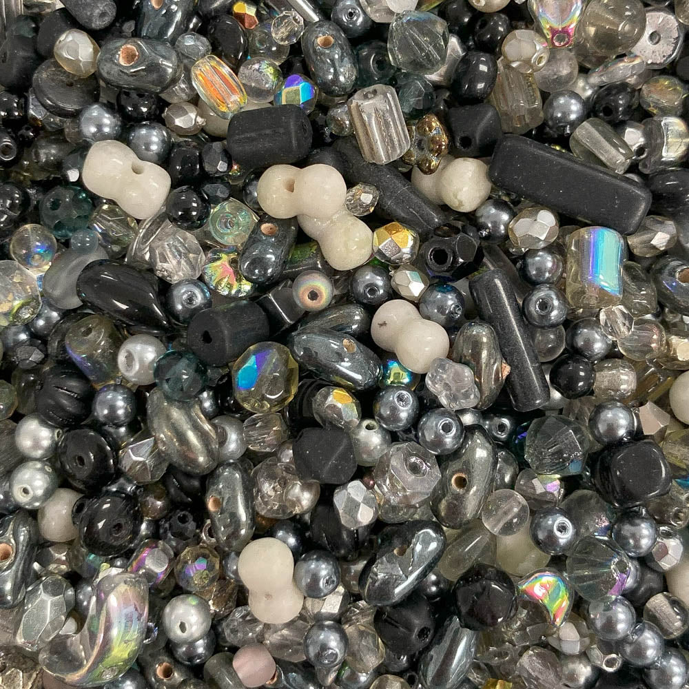 Midnight & Moonlight - Small Glass Beads Mix - 2oz