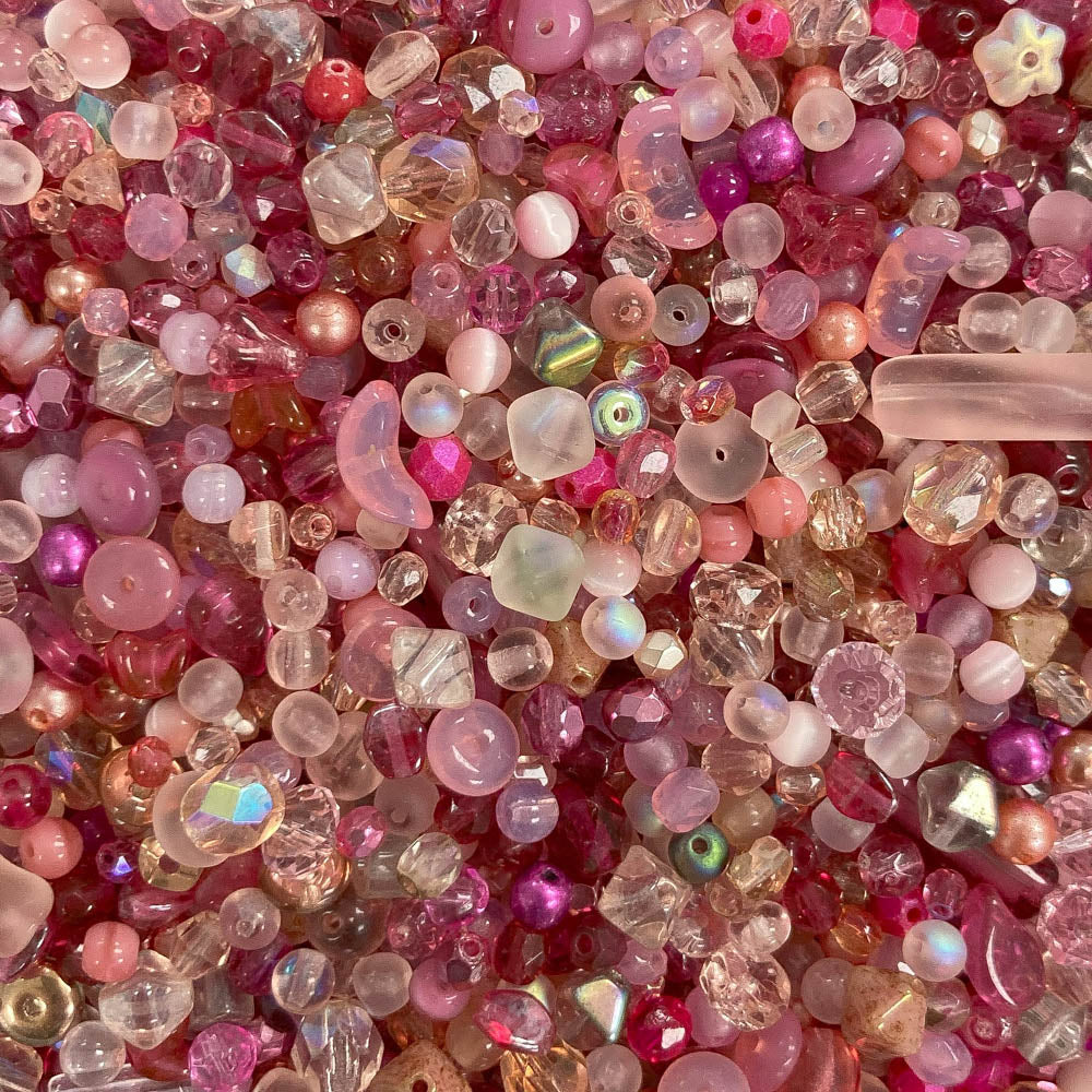 Bubblegum & Blush - Small Glass Beads Mix - 2oz