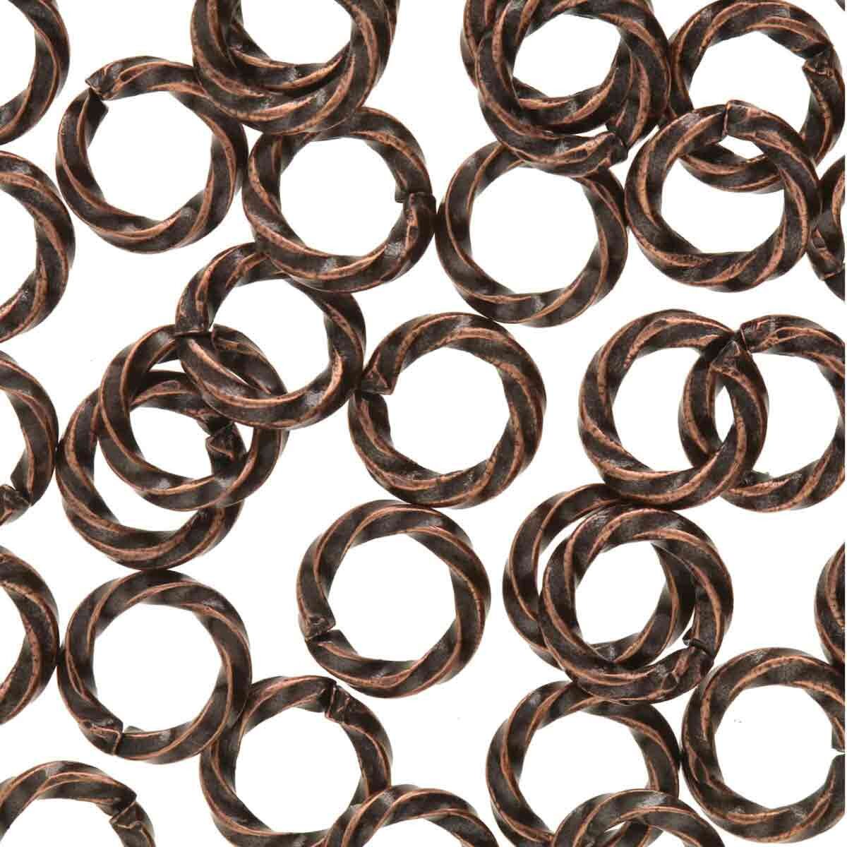 6mm Twisted Jump Ring - Antique Copper