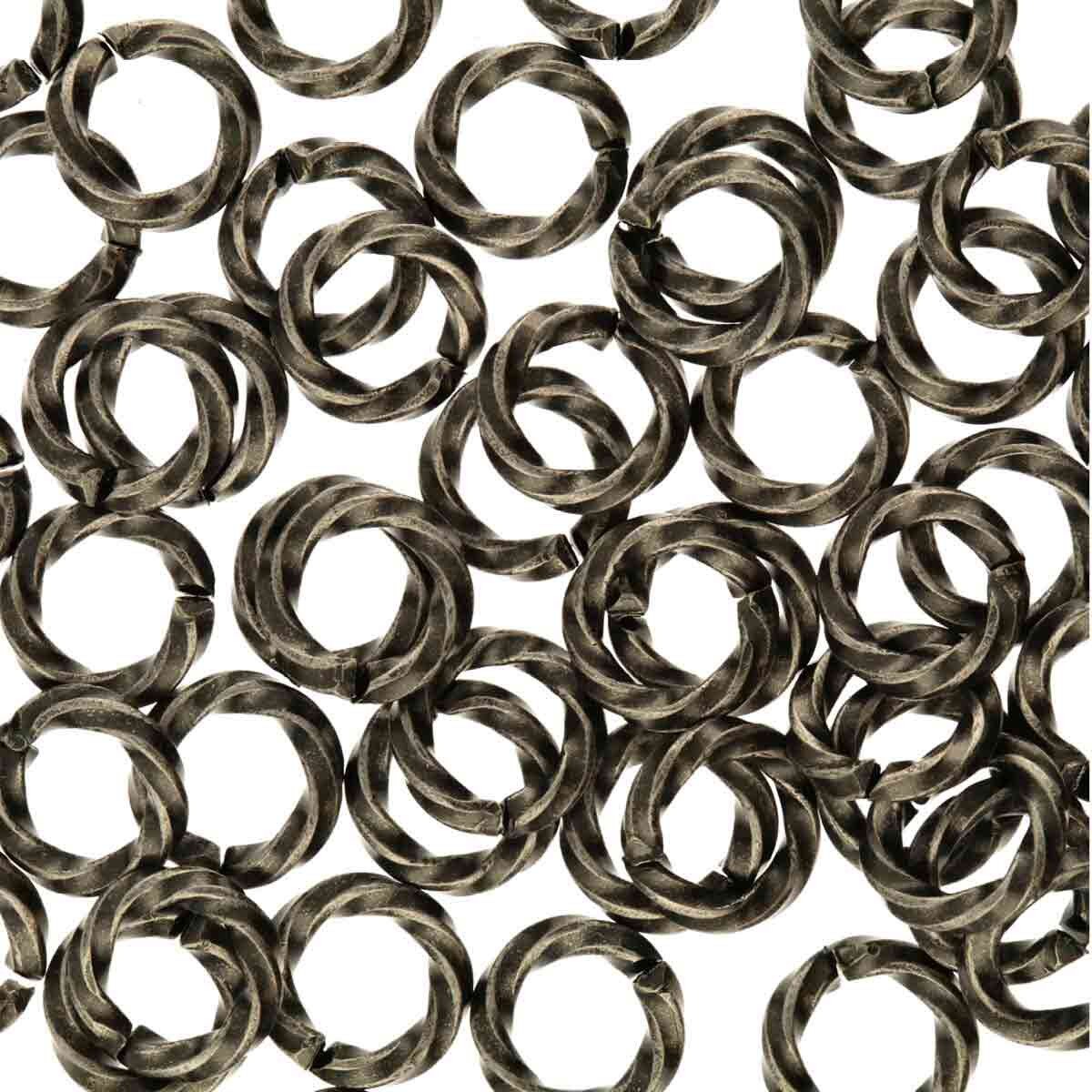 6mm Twisted Jump Ring - Antique Silver