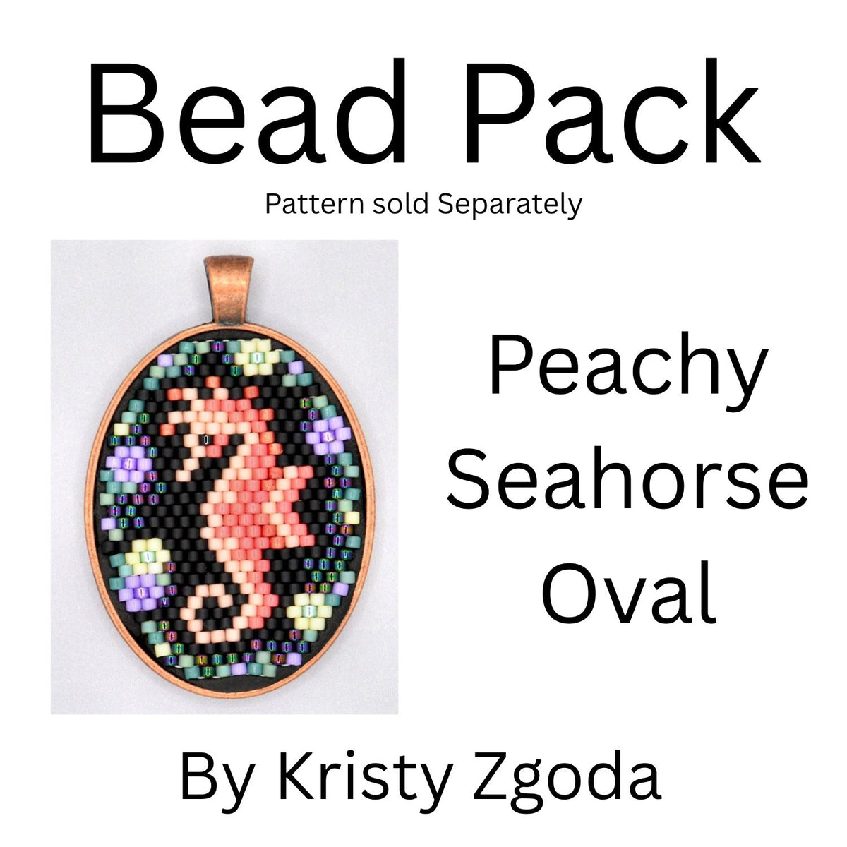Peachy Seahorse Oval Bead Pack