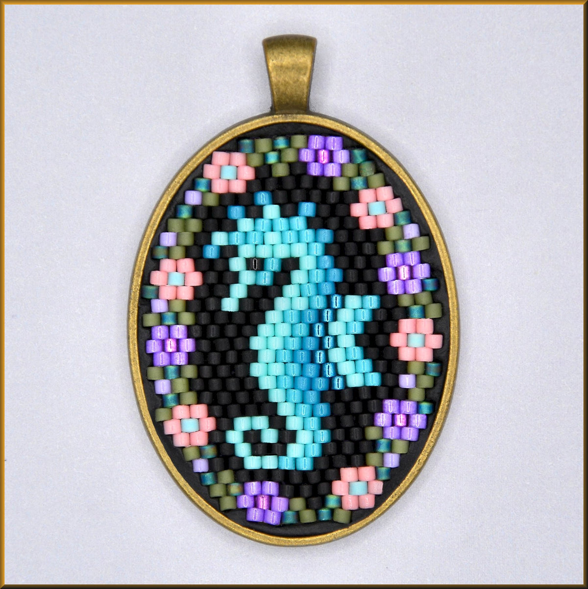 Turquoise Seahorse Oval Pattern - PDF