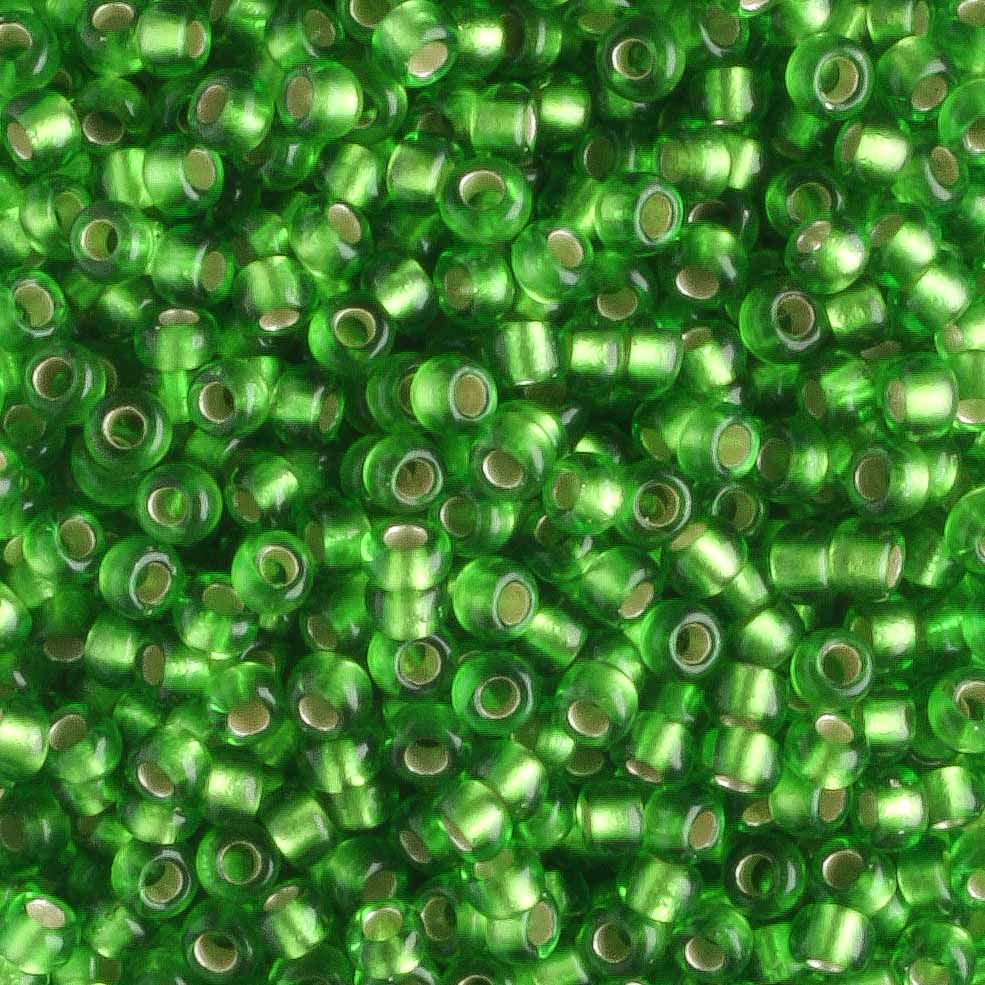 11/0 Silver Lined Frosted Peridot - 10 grams