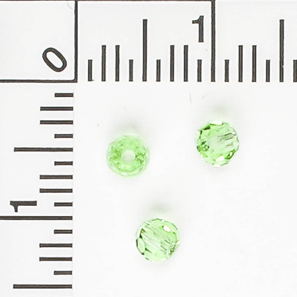 3mm Faceted Round Light Green - 100 beads