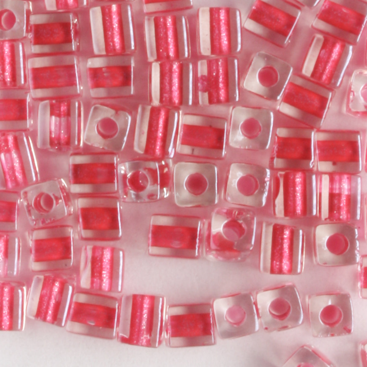 3mm Cube, Pink Lined Crystal - 10 grams