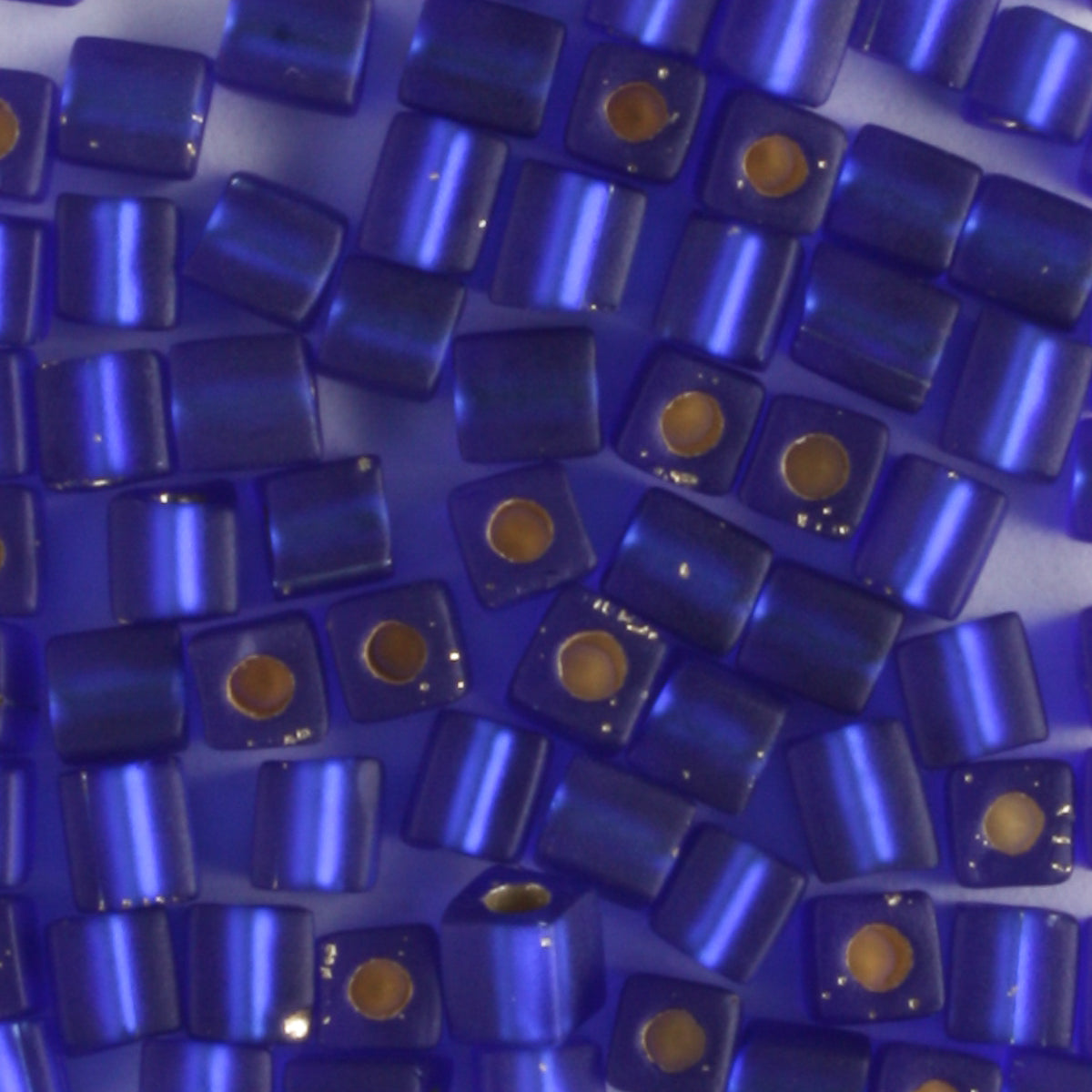 3mm Cube, Matte Silver Lined Cobalt - 10 grams
