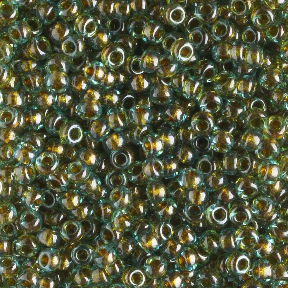 11/0 Yellow Lined Aqua - 10 grams