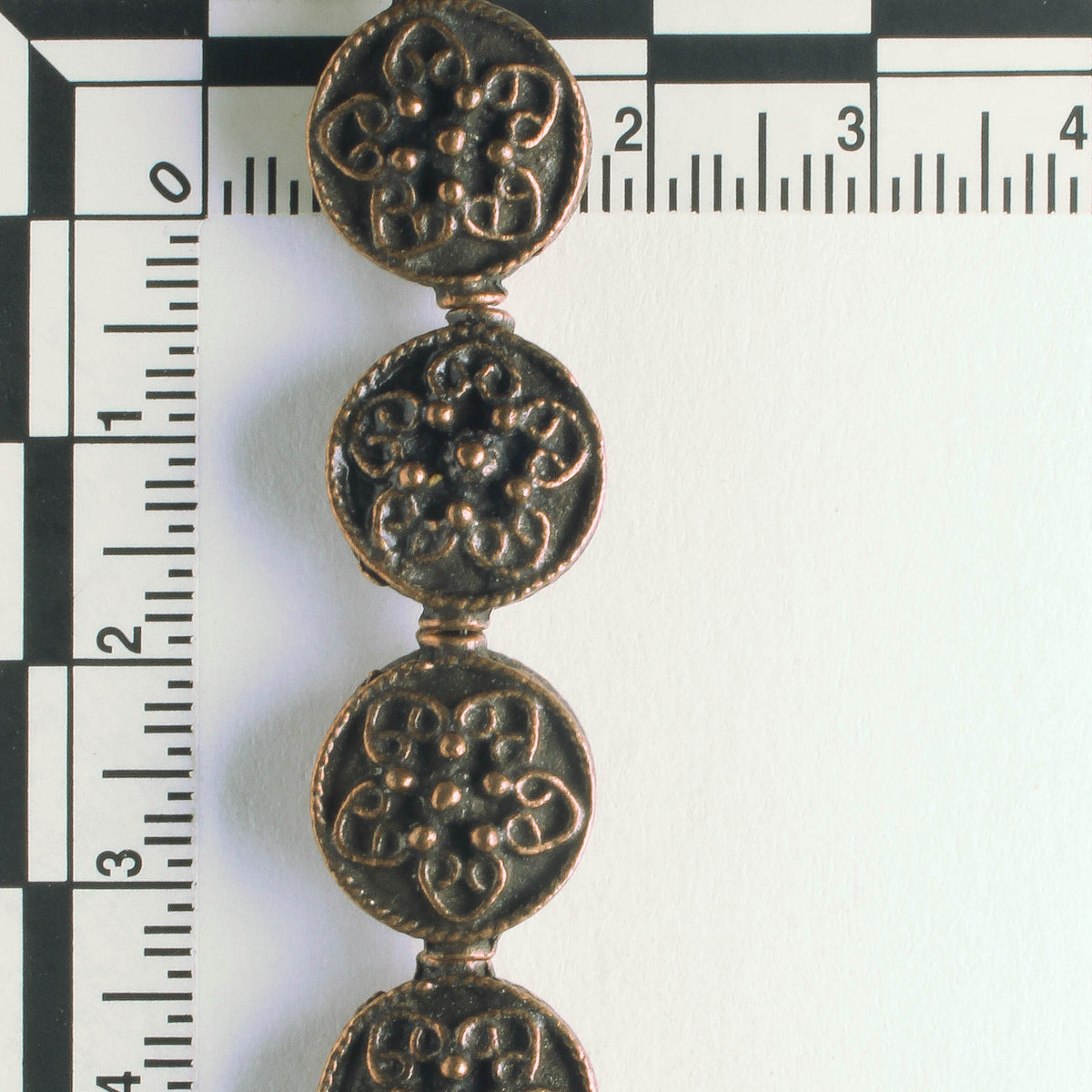 Pewter Beads, Copper Plated - 8" Strand