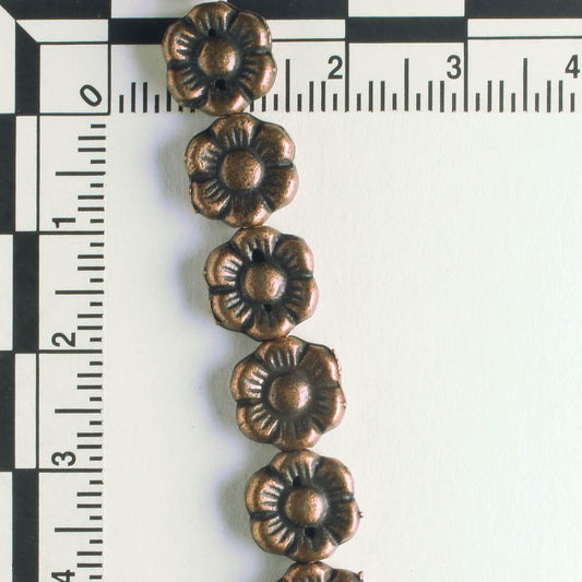 Pewter Beads, Copper Plated - 8" Strand
