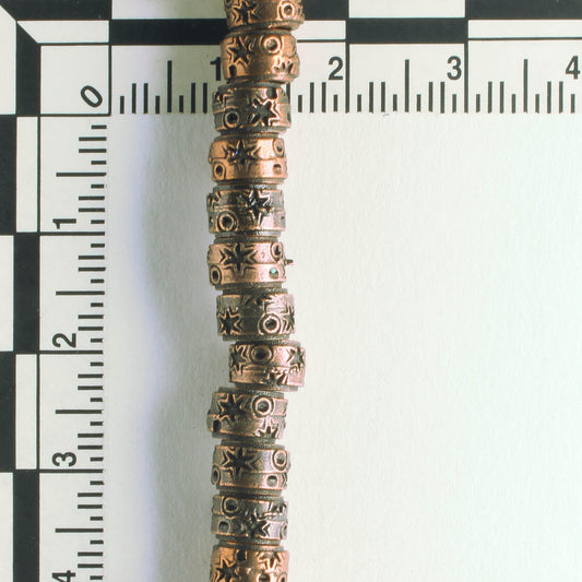 Pewter Beads, Copper Plated - 8" Strand