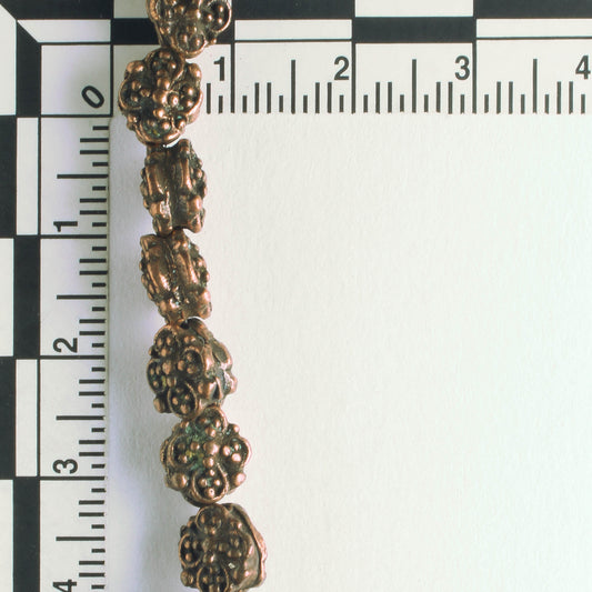 Pewter Beads, Copper Plated - 8" Strand