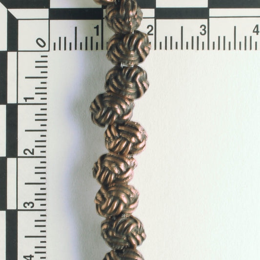 Pewter Beads, Copper Plated - 8" Strand