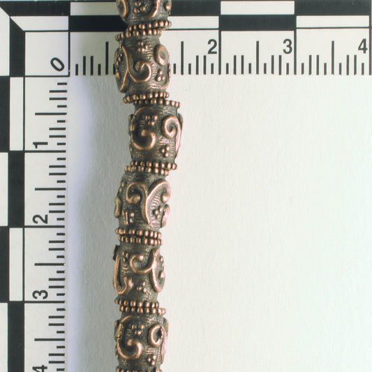 Pewter Beads, Copper Plated - 8" Strand