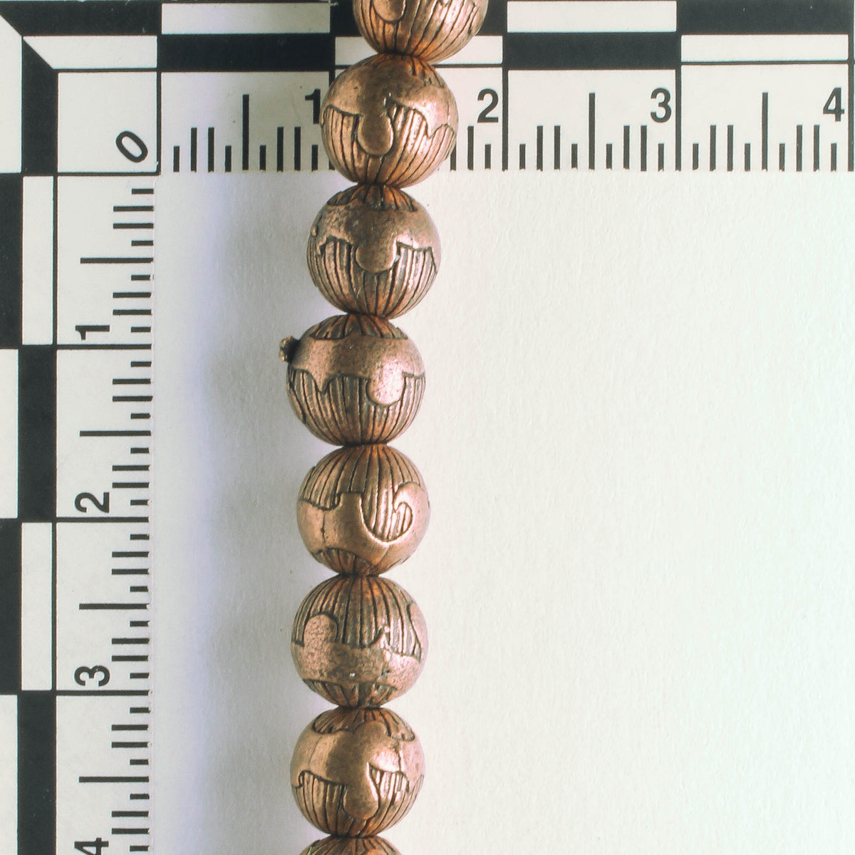 Pewter Beads, Copper Plated - 8" Strand