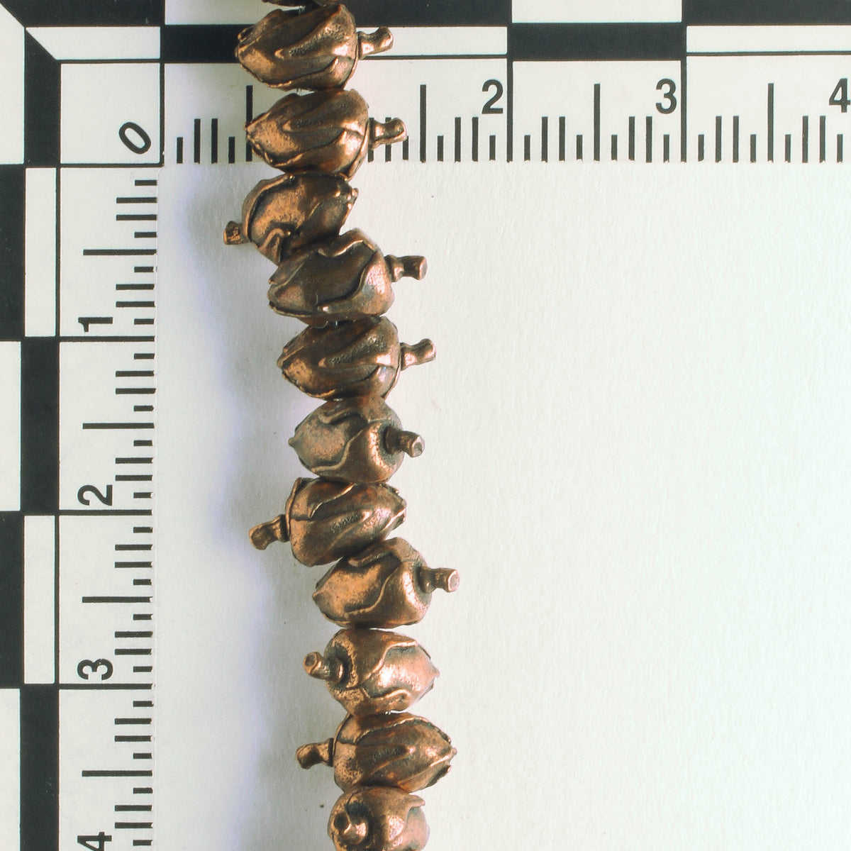 Pewter Beads, Copper Plated - 8" Strand
