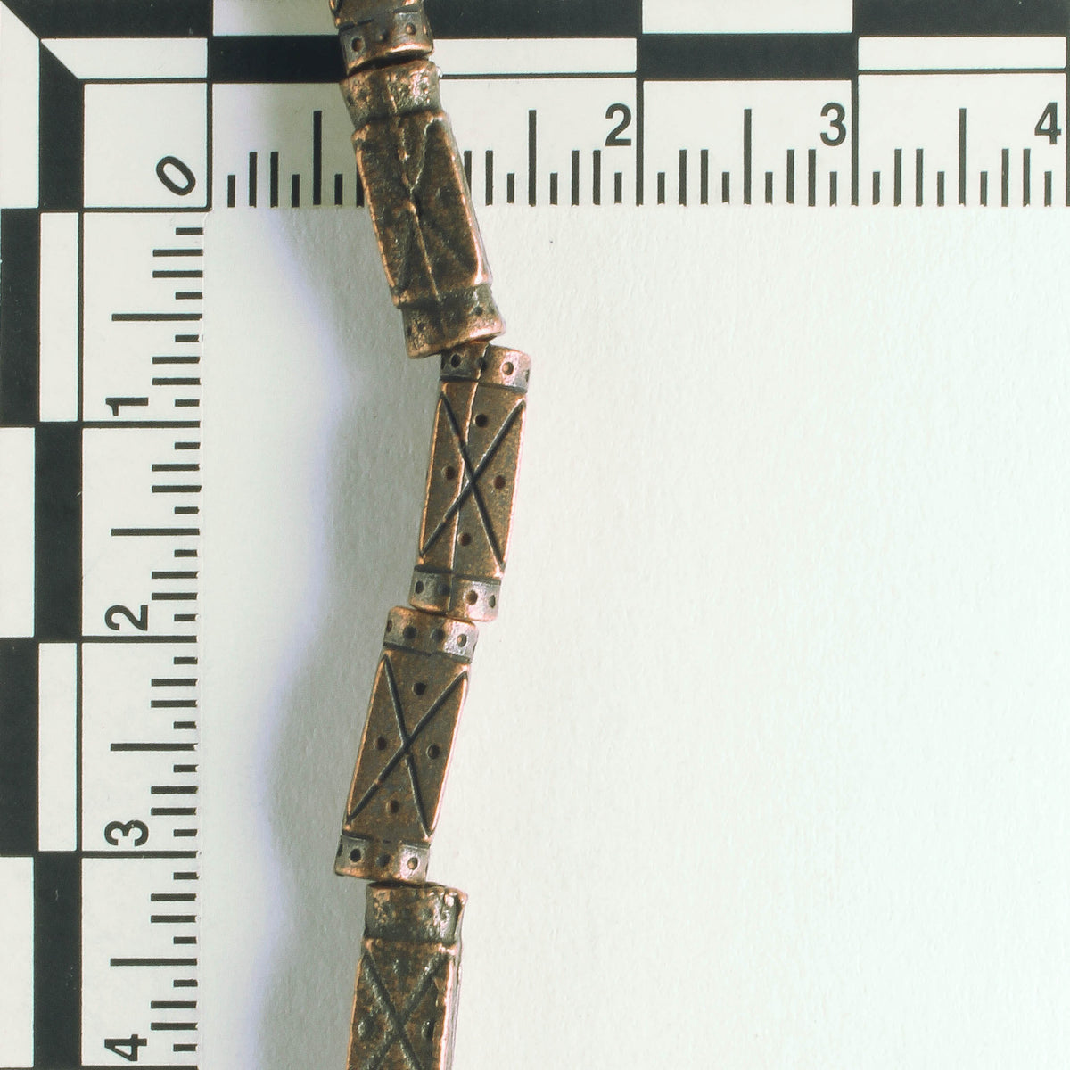 Pewter Beads, Brass Plated - 8" Strand