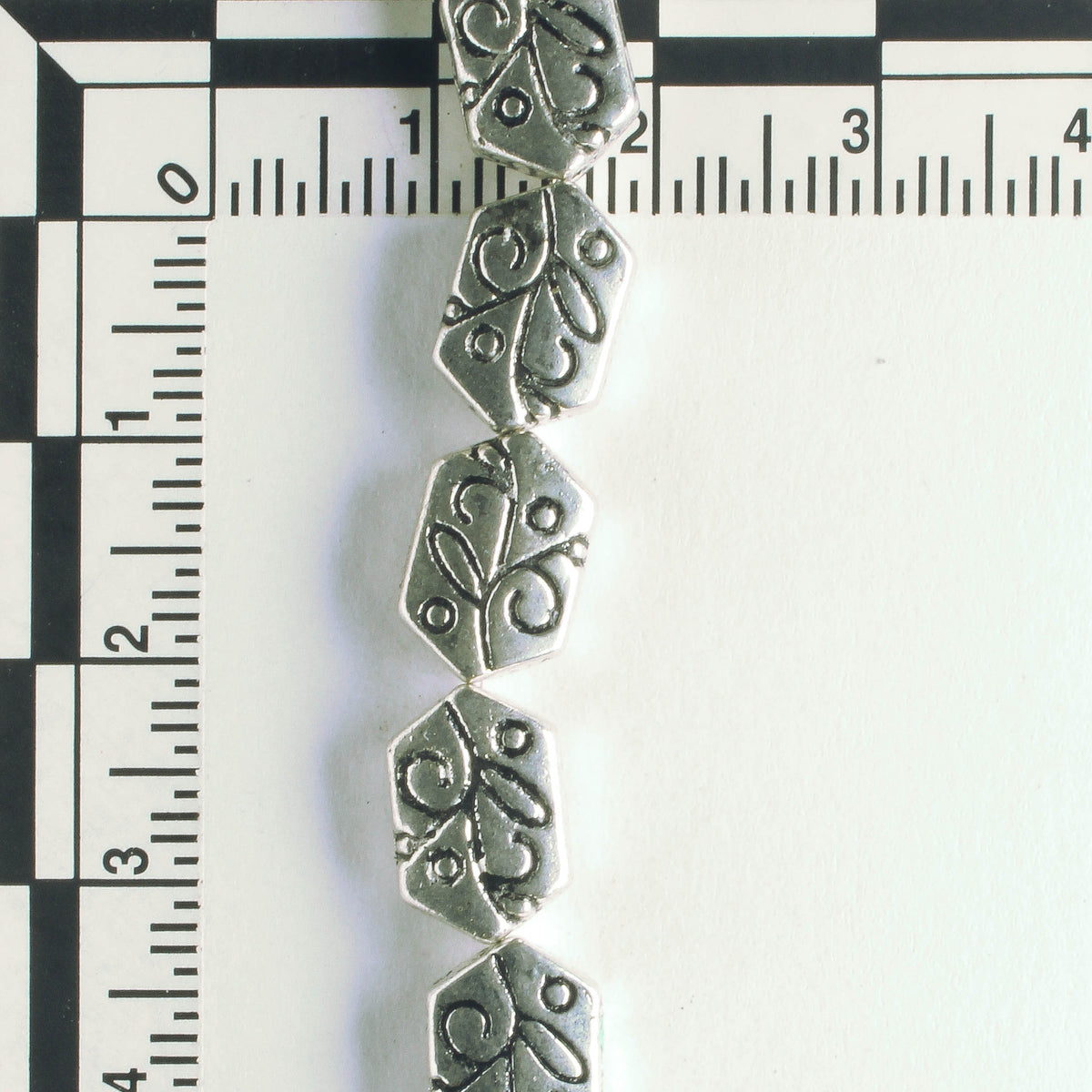 Pewter Beads, Silver Plated - 8" Strand