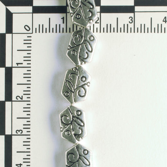 Pewter Beads, Silver Plated - 8" Strand