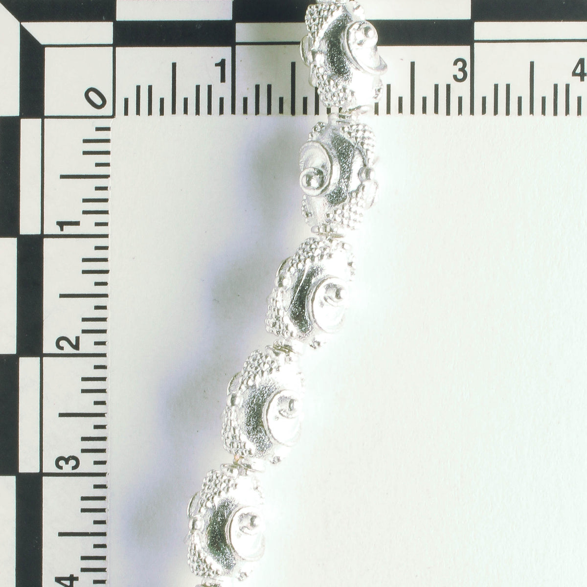 Pewter Beads, Silver Plated - 8" Strand