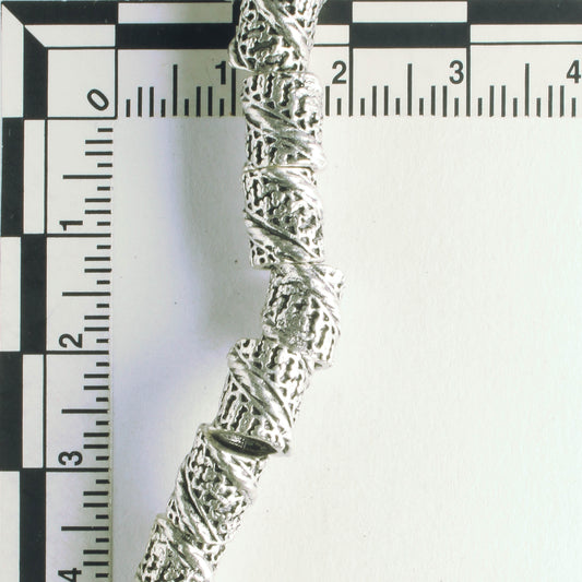 Pewter Beads, Silver Plated - 8" Strand