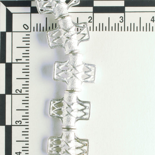 Pewter Beads, Silver Plated - 8" Strand