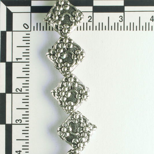 Pewter Beads, Silver Plated - 8" Strand