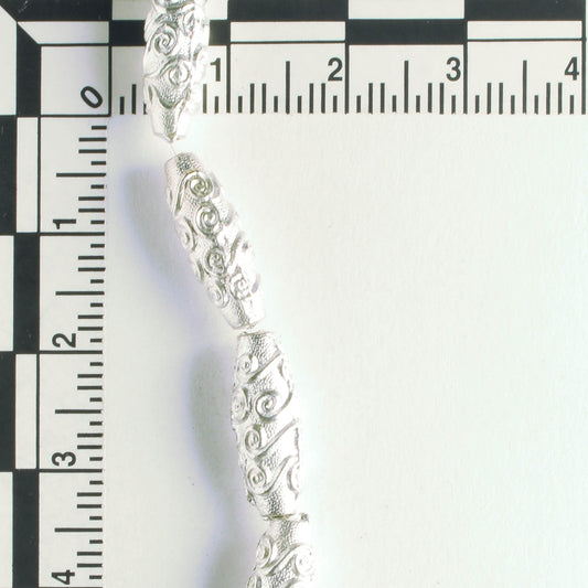 Pewter Beads, Silver plated - 8" Strand