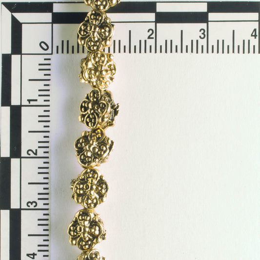 Pewter Beads, Gold Plated - 8" Strand