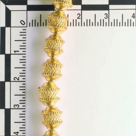 Pewter Beads, Gold Plated - 8" Strand