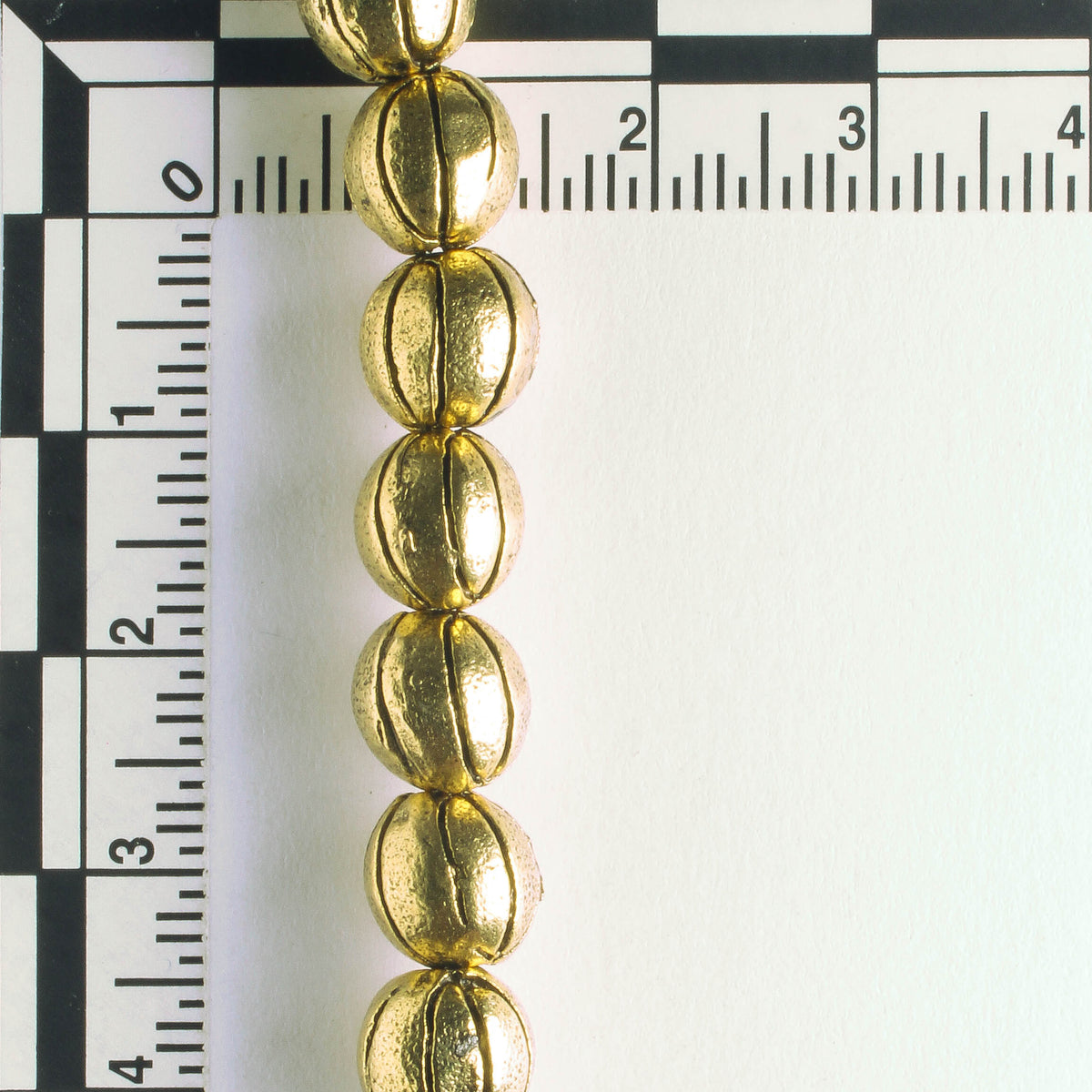 Pewter Beads, Gold Plated - 8" Strand